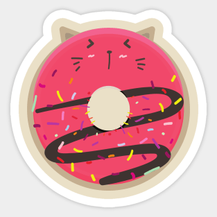 Pink Blushing Kawaii Cat Donut Sticker